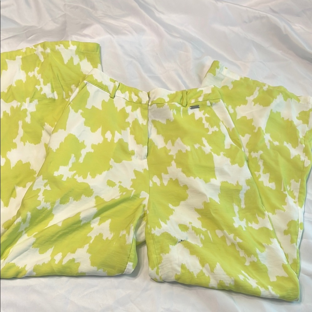 Armani Exchange Lime and White wide leg trousers Patterned Pants Size 0